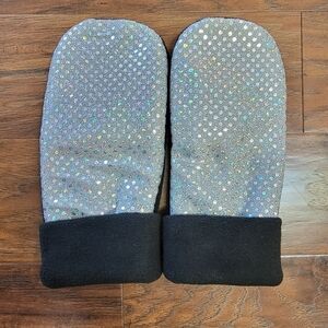 Silver Rainbow Sparkle Winter Fleece Mittens